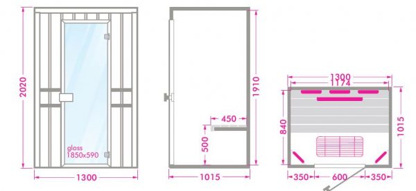 infrawave infraroodcabine - RR-130 maatvoering