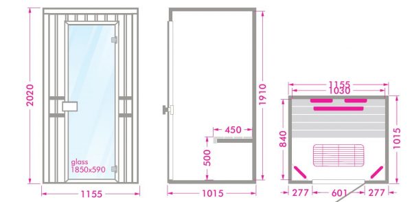 infrawave infraroodcabine_RR-111 maatvoering